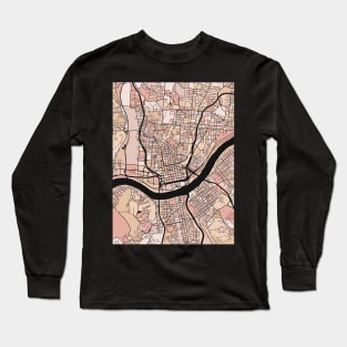 Cincinnati Map Pattern in Soft Pink Pastels Long Sleeve T-Shirt